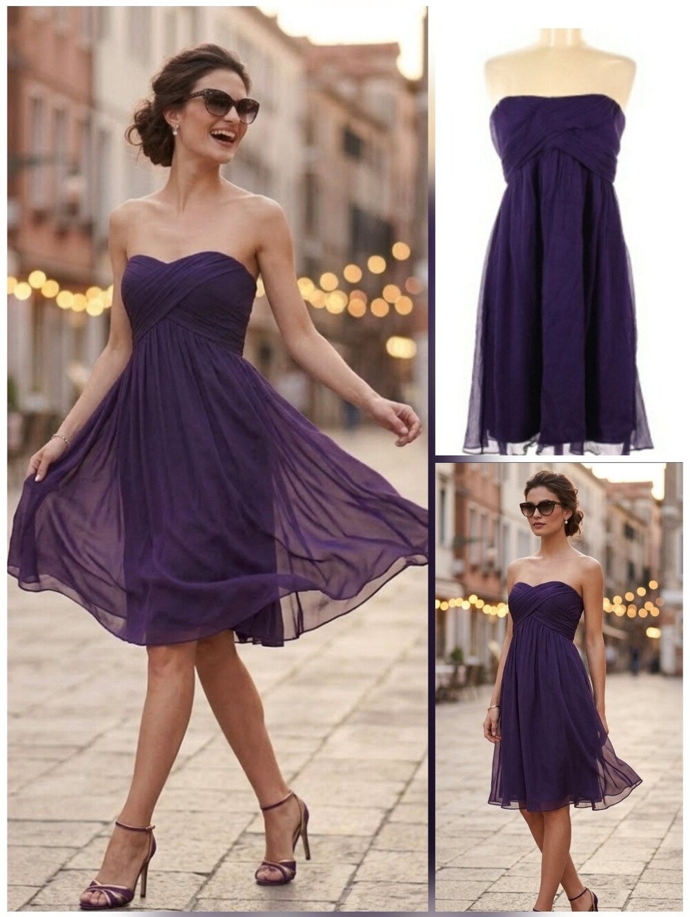❤️J Crew 100% silk chiffon purple dress 🤍SIZE 8